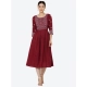 Women's Casual Rayon 3-4th Sleeves Kurti (Maroon)