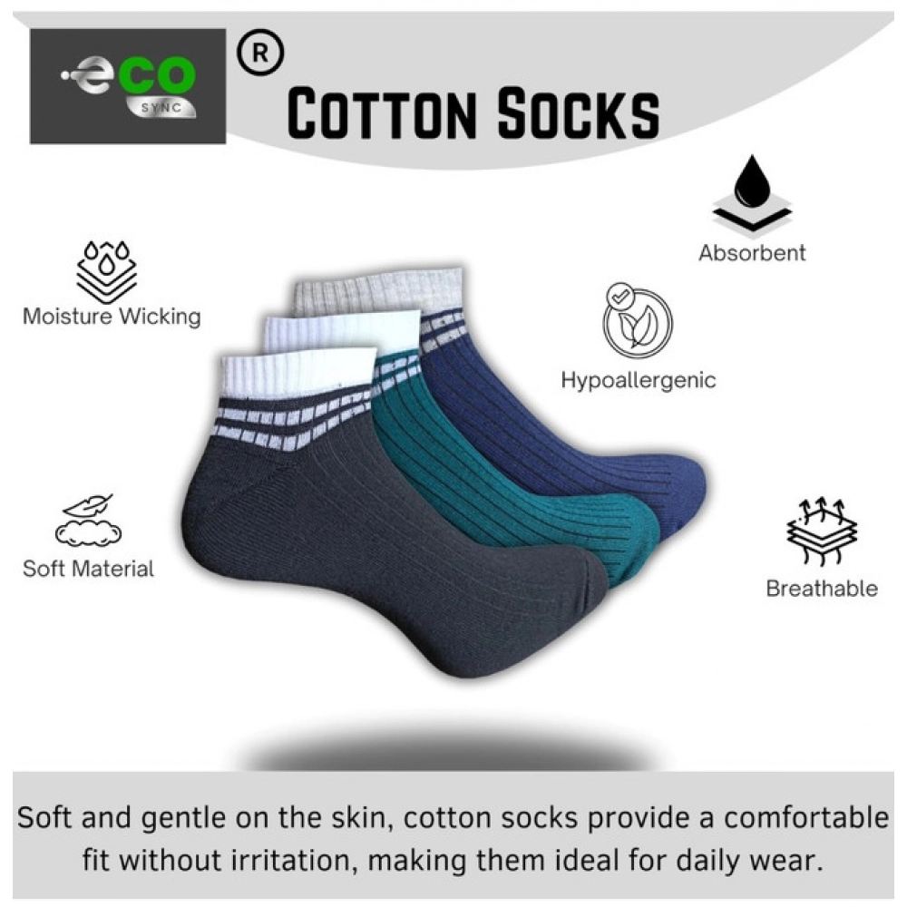3_Pair Set Unisex Casual Cotton Printed Low Cut Socks (Multicolor)