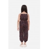 Girl's Rayon Floral Sleeveless Jumpsuit (Black-Red)