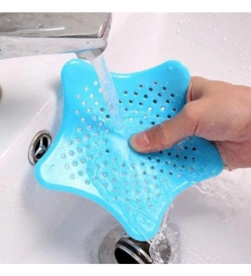 Pack of 6_Star-Shaped Silicone Sink Filter – Hair Catcher And Drain Strainer (Color: Assorted )