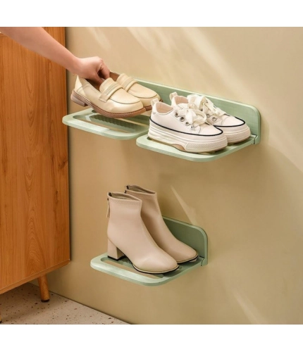 Plastic Solid Wall Hanging Shoe Rack (Multicolor)