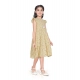 Girl's Twill Printed Short Sleeve Round Neck Dress (Yellow)