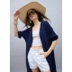 Women's Rayon Crepe Lace Inserts 3-4th Sleeve Shrug (Navy) Women's Rayon Crepe Lace Inserts 3-4th Sleeve Shrug (Navy)