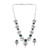 Women's Brass Silver Plated Necklace set (Green)