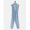Girl's Denim Embellished Sleeveless Jumpsuit (Blue) Girl's Denim Embellished Sleeveless Jumpsuit (Blue)