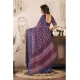 Women's Linen Cotton Printed Ready To Wear Saree With Unstitched Blouse 5.5 Mtr (Dark_Navy_Blue)