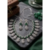 Women's Brass Silver Plated Necklace set (Green)