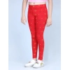Girl's Cotton Lycra Printed Elasticated Leggings (Red) Girl's Cotton Lycra Printed Elasticated Leggings (Red)