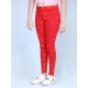 Girl's Cotton Lycra Printed Elasticated Leggings (Red)