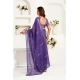 Women's Linen Cotton Printed Ready To Wear Saree With Unstitched Blouse 5.5 Mtr (Purple)