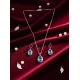 Women's Brass Silver Plated Pendant Set (Blue)