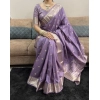 Women's Satin Printed Saree With Unstitched Blouse 5.5Mtr (Purple)