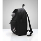 Unisex PU Leather Solid Medium Zipper Backpack (Black)