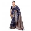 Women's Banarasi Silk Printed Saree With Unstitched Blouse 5.5Mtr (Navy Blue) Women's Banarasi Silk Printed Saree With Unstitched Blouse 5.5Mtr (Navy Blue)