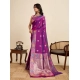 Women's Faux_Banarasi_Silk Woven Saree With Unstitched Blouse 5.5Mtr (Magenta)