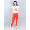 Girl's Cotton Lycra Solid Elasticated Jeggings (Orange) Girl's Cotton Lycra Solid Elasticated Jeggings (Orange)