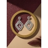 Women's Brass Silver Plated Drop Earrings (Pink)