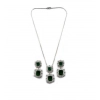 Women's Brass Silver Plated Pendant Set (Green)