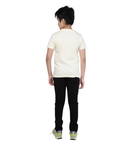 Boy's Cotton Grapic Printed Round Neck T-Shirt (Beige )