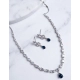 Women's Brass Silver Plated Necklace set (Blue) Women's Brass Silver Plated Necklace set (Blue)