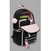 Unisex PU Leather Solid Medium Zipper Backpack (Black)