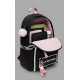 Unisex PU Leather Solid Medium Zipper Backpack (Black)