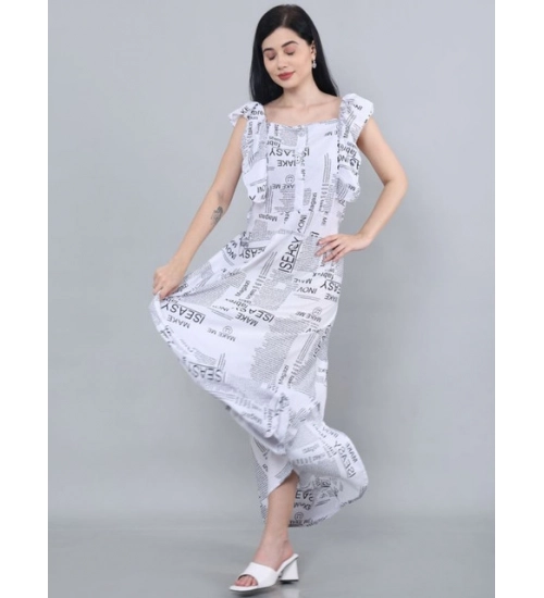 Women's Casual Crepe Sleeveless Dress (White) Women's Casual Crepe Sleeveless Dress (White)