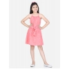 Girl's Polyester Floral Short Sleeve Dress (Coral) Girl's Polyester Floral Short Sleeve Dress (Coral)