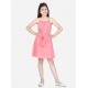 Girl's Polyester Floral Short Sleeve Dress (Coral) Girl's Polyester Floral Short Sleeve Dress (Coral)