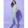 Women's Polyester Floral 3-4th Sleeve Co-Ord Set (Multicolor)
