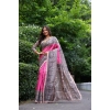 Women's Faux_Tussar Ethnic_Print Saree With Unstitched Blouse 5.5Mtr (Pink) Women's Faux_Tussar Ethnic_Print Saree With Unstitched Blouse 5.5Mtr (Pink)