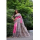 Women's Faux_Tussar Ethnic_Print Saree With Unstitched Blouse 5.5Mtr (Pink)