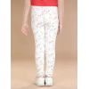 Girl's Cotton Lycra Floral Elasticated Jeggings (White-Green) Girl's Cotton Lycra Floral Elasticated Jeggings (White-Green)
