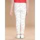 Girl's Cotton Lycra Floral Elasticated Jeggings (White-Green) Girl's Cotton Lycra Floral Elasticated Jeggings (White-Green)