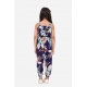 Girl's Rayon Printed Sleeveless Jumpsuit (Blue-Multicolor)