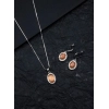 Women's Brass Silver Plated Pendant Set (Orange)
