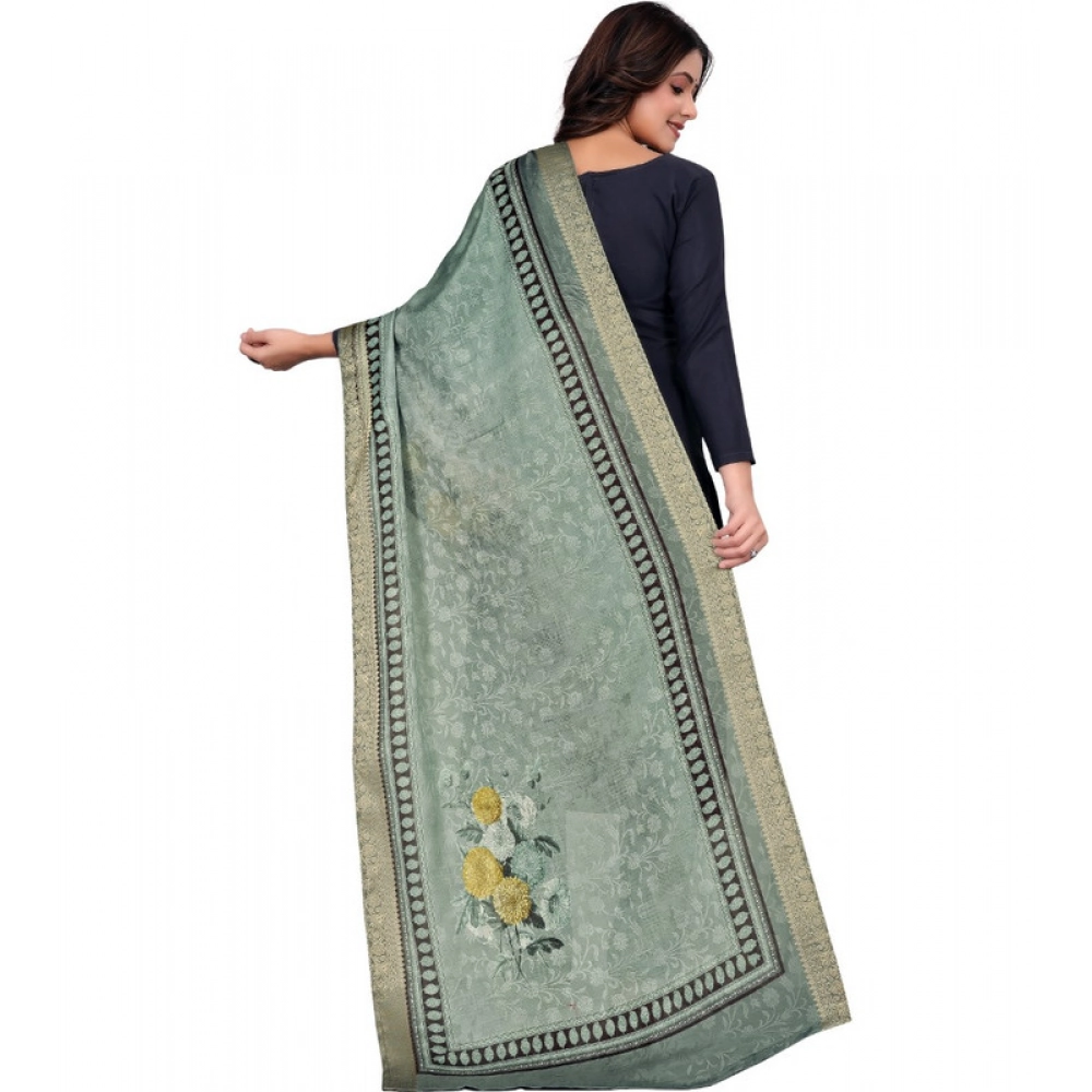 Women's chanderi silk Printed Dupatta (Green, Length: 2 Mtr) Women's chanderi silk Printed Dupatta (Green, Length: 2 Mtr)