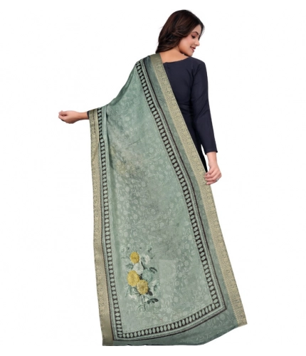 Women's chanderi silk  Printed Dupatta (Green, Length: 2 Mtr)