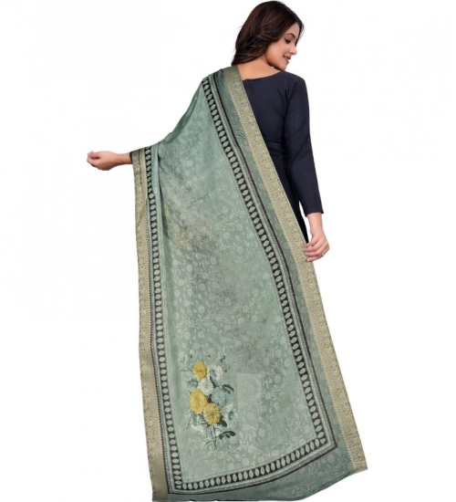 Women's chanderi silk Printed Dupatta (Green, Length: 2 Mtr) Women's chanderi silk Printed Dupatta (Green, Length: 2 Mtr)