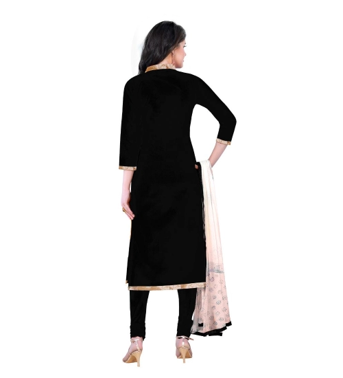 Women's Cotton Unstitched Salwar-Suit Material With Dupatta (Black, 2-2.5mtrs)