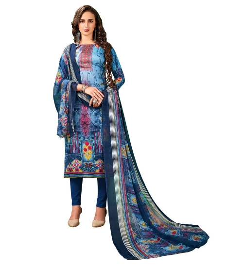 Women's Cotton Unstitched Salwar-Suit Material With Dupatta (Multi, 2-2.5mtrs)