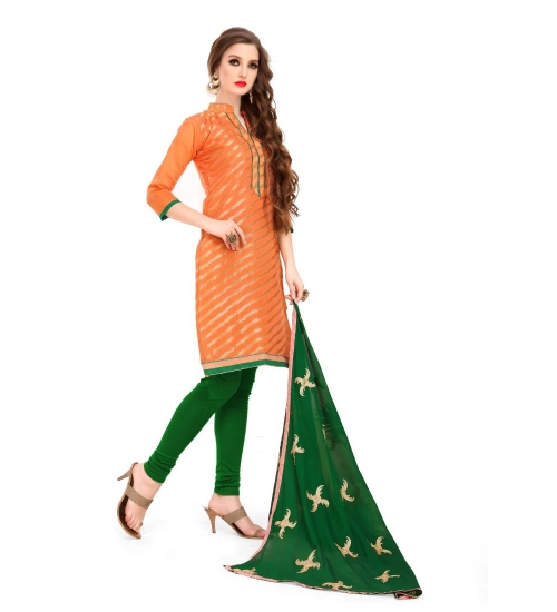 Women's Banarasi Jacquard Unstitched Salwar-Suit Material With Dupatta (Oranage, 2-2.5mtrs)