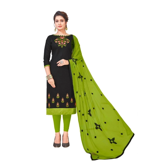 Women's Slub Cotton Unstitched Salwar-Suit Material With Dupatta (Black, 2-2.5mtrs) Women's Slub Cotton Unstitched Salwar-Suit Material With Dupatta (Black, 2-2.5mtrs)