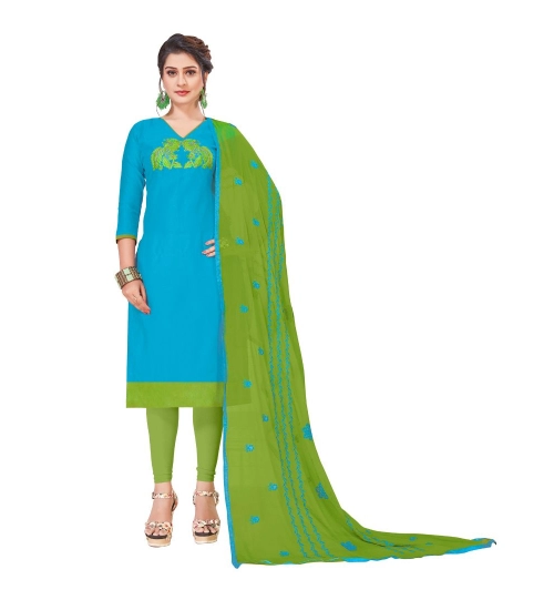 Women's Modal Silk Unstitched Salwar-Suit Material With Dupatta (Sky Blue, 2-2.5mtrs)