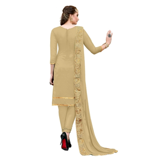 Women's Chanderi Cotton Unstitched Salwar-Suit Material With Dupatta (Light Green, 2-2.5mtrs)