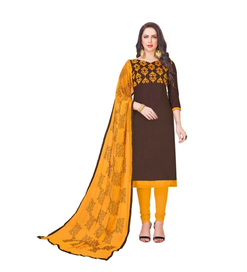 Women's Glaze Cotton Unstitched Salwar-Suit Material With Dupatta (Coffee, 2-2.5mtrs)
