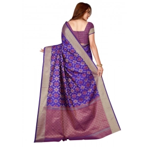 Generic Women's Kanjivaram Silk Saree with Blouse (Blue, 5-6 Mtrs)