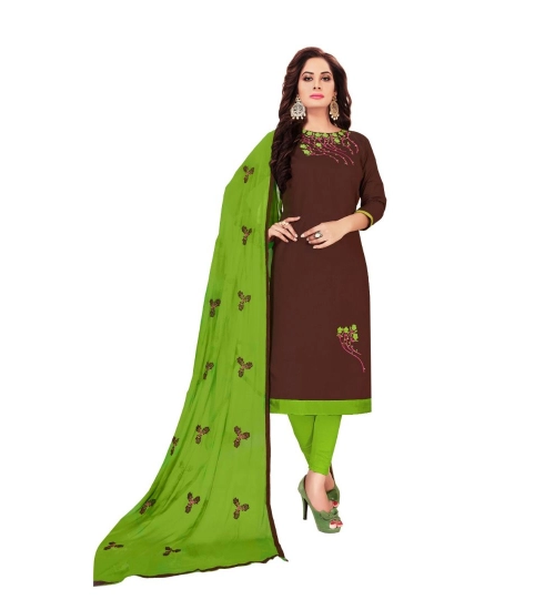 Women's Glaze Cotton Unstitched Salwar-Suit Material With Dupatta (Brown, 2 Mtr)