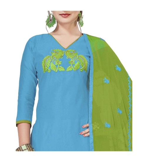 Women's Modal Silk Unstitched Salwar-Suit Material With Dupatta (Sky Blue, 2 Mtr)