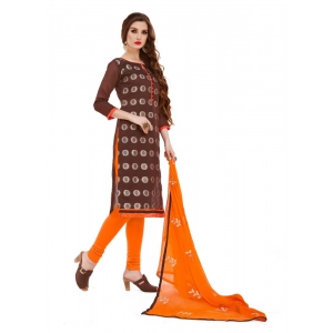 Generic Women's Banarasi Jacquard Unstitched Salwar-Suit Material With Dupatta (Brown, 2 Mtr)